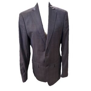 Psycho Bunny Blazer Wool Mens Sport Coat Navy Plaid Sz 40L Modern Fit MINT‎